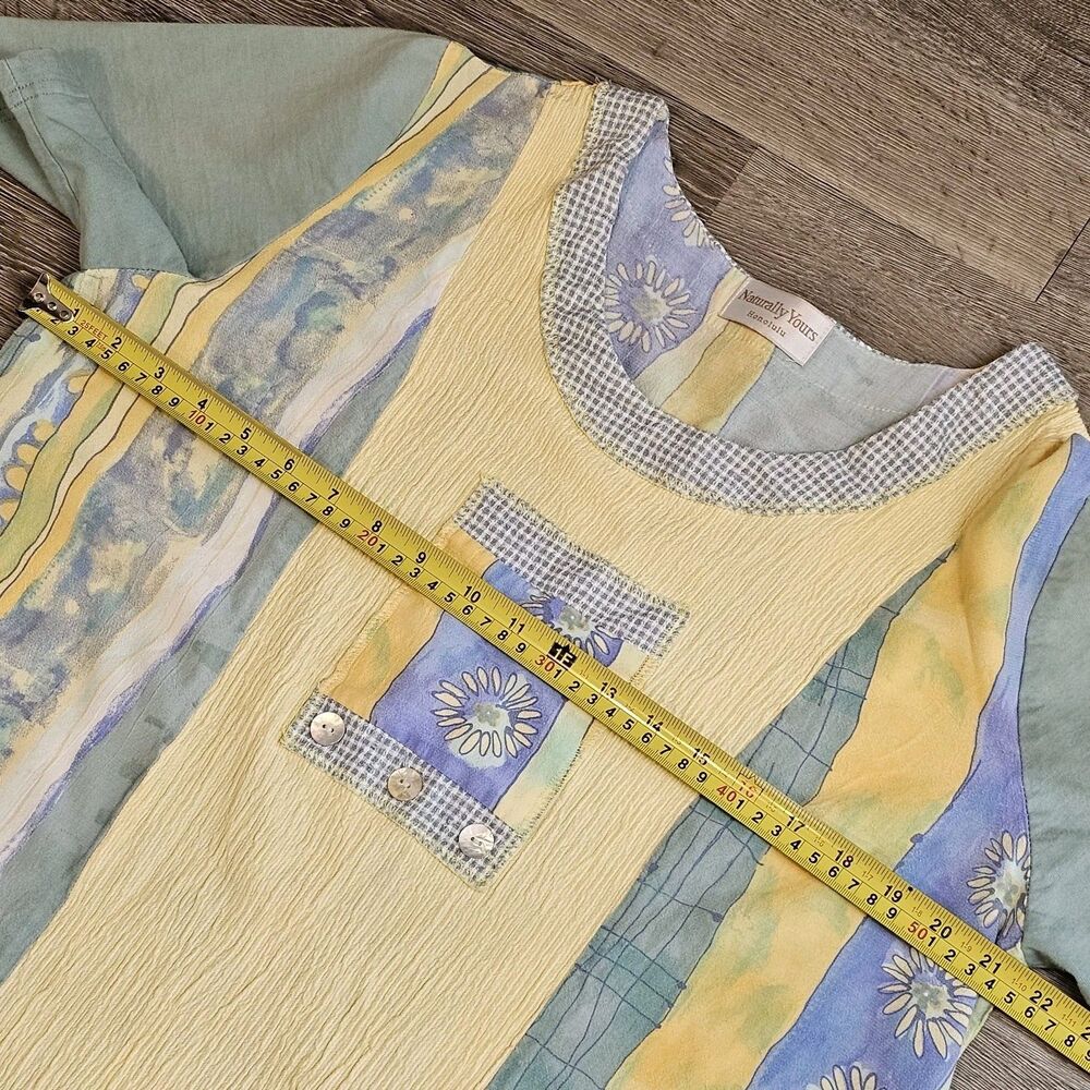 Naturally Yours Hawaii Vintage Patchwork Pastel Dress L Cottagecore Easter Beach - Picture 4 of 11